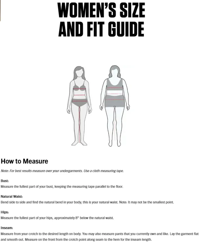 Women's Fitting Chart